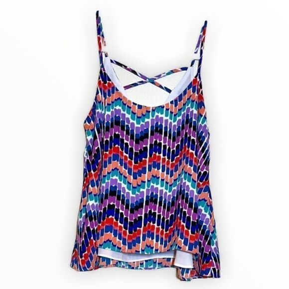 AQUA CHEVRON ZIGZAG MULTICOLOR TANK TOP CAMI SZ L - Picture 3 of 8